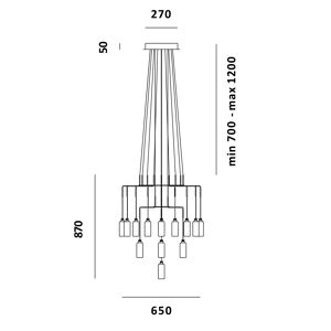 PRANDINA lampe a suspension CHAN AT9+AT3+T1 (Laiton - Verre Pyrex et metal)
