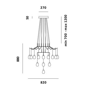 PRANDINA lampe a suspension CHAN BR9+AR3+R1 (Blanc - Verre Pyrex et metal)