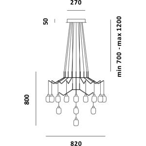 PRANDINA lampe a suspension CHAN BR9+BR3+R1 (Blanc - Verre Pyrex et metal)