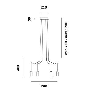 PRANDINA lampe a suspension CHAN BT6 (Laiton - Verre Pyrex et metal)