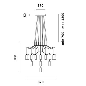 PRANDINA lampe a suspension CHAN BT9+BT3+T1 (Blanc - Verre Pyrex et metal)