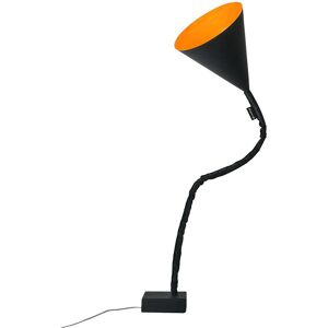 IN-ES.ARTDESIGN lampadaire FLOWER LAVAGNA (Interieur orange - Resine effet tableau noir, nebulite et acier)