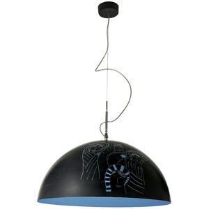 IN-ES.ARTDESIGN lampe a suspension MEZZA LUNA 1 LAVAGNA (Interieur bleu - Resine effet tableau blanc et nebulite)