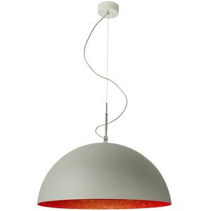 IN-ES.ARTDESIGN lampe a suspension MEZZA LUNA 1 CEMENTO (Interieur rouge - Peinture effet beton et nebulite)