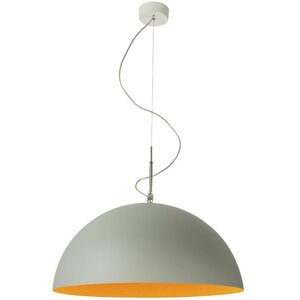 IN-ES.ARTDESIGN lampe a suspension MEZZA LUNA 1 CEMENTO (Interieur orange - Peinture effet beton et nebulite)