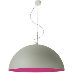 IN-ES.ARTDESIGN lampe a suspension MEZZA LUNA 2 CEMENTO (Interieur magenta - Peinture effet beton et nebulite)