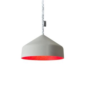 IN-ES.ARTDESIGN lampe a suspension CYRCUS CEMENTO (Interieur rouge - Peinture effet beton et nebulite)