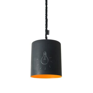 IN-ES.ARTDESIGN lampe a suspension BIN LAVAGNA (Interieur orange - Resine effet tableau blanc et nebulite)