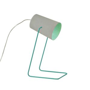 IN-ES.ARTDESIGN lampe de table PAINT T CEMENTO (Base et interieur turquoise - Peinture effet beton, nebulite et acier)