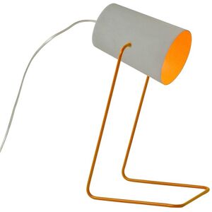 IN-ES.ARTDESIGN lampe de table PAINT T CEMENTO (Base et interieur orange - Peinture effet beton, nebulite et acier)