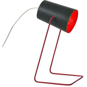 IN-ES.ARTDESIGN lampe de table PAINT T LAVAGNA (Base et interieur red - Resine effet tableau noir, nebulite et acier)