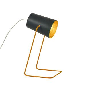 IN-ES.ARTDESIGN lampe de table PAINT T LAVAGNA (Base et interieur or - Resine effet tableau noir, nebulite et acier)