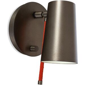 CONTARDI lampe murale applique UP (Bronze nickel brosse, interieur creme brillante - Metal et cable en soie orange)