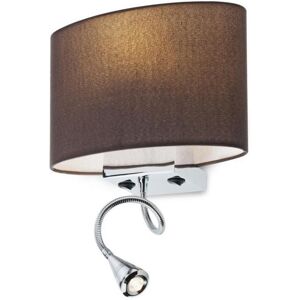 REDO GROUP lampe murale applique ENJOY avec bras flexible LED (Marron - Métal chromé et tissu)