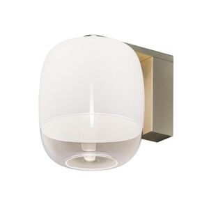 PRANDINA lampe murale applique GONG LED W1 (Blanc, structure en bronze ancien - verre et metal)