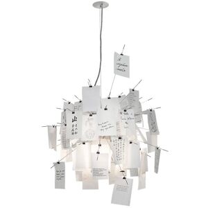 INGO MAURER lampe a suspension ZETTEL'Z 6 (H 400 cm - acier inox, verre satine resistant a la chaleur et papier japonnais)