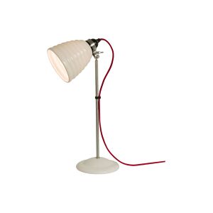 Lampe de bureau - HECTOR BIBENDUM Porcelaine Bone China Diam 15,5cm x H 46cm,  Diffuseur Diam 13cm x H 13cm Blanc  Cordon rouge