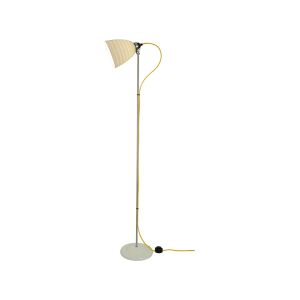 Lampadaire - HECTOR BIBENDUM Porcelaine Bone China Diam 20,5cm x H 127cm,  Diffuseur Diam 13cm x H 13cm Blanc  Cordon jaune