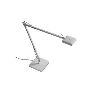 Lampe de bureau - KELVIN LED BASE Blanc Aluminium, ABS 2 bras 46,7cm et 56,5cm,  Diffuseur 10 x 10cm,  Base 16,6 x 16,6cm