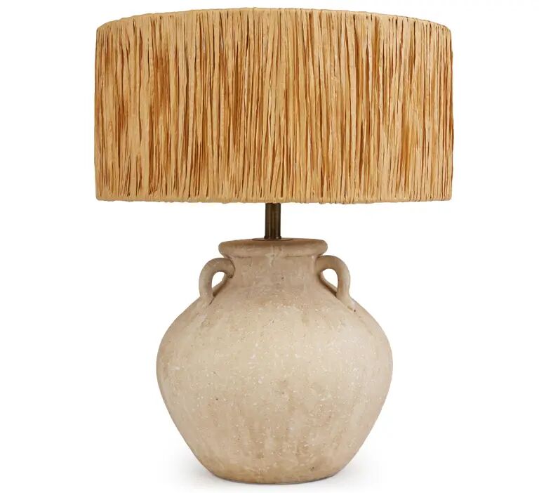 NV GALLERY Lampe de table POMPEI - Lampe de table, Fibre naturelle & céramique, H52 Beige