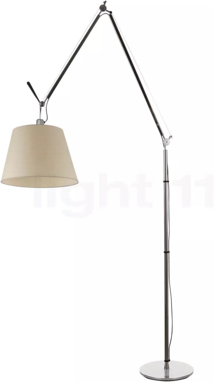 Artemide Tolomeo Mega Terra LED, châssis aluminium/abat-jour parchemin - ø36 cm - 3.000 K - variateur tactile