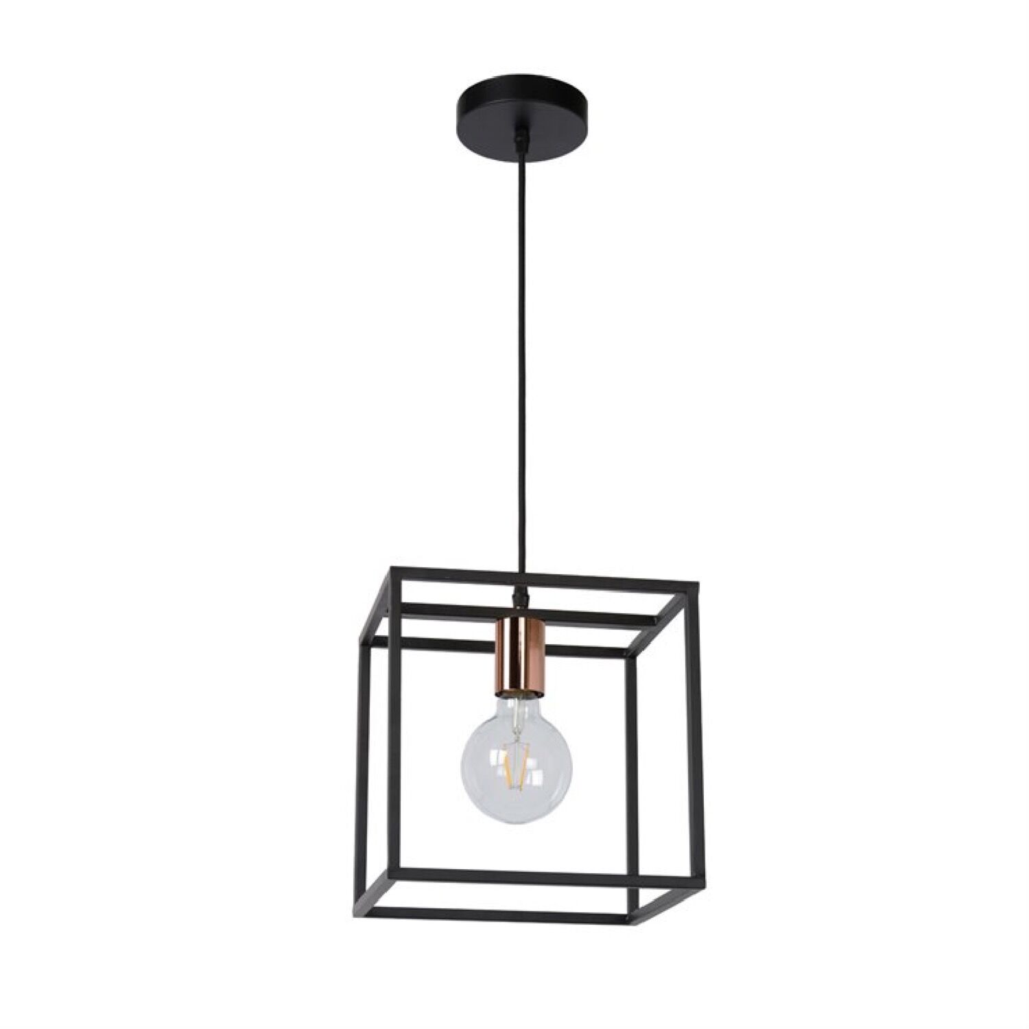 Lucide Suspension en métal carré H25cm Noir 25x155x25cm