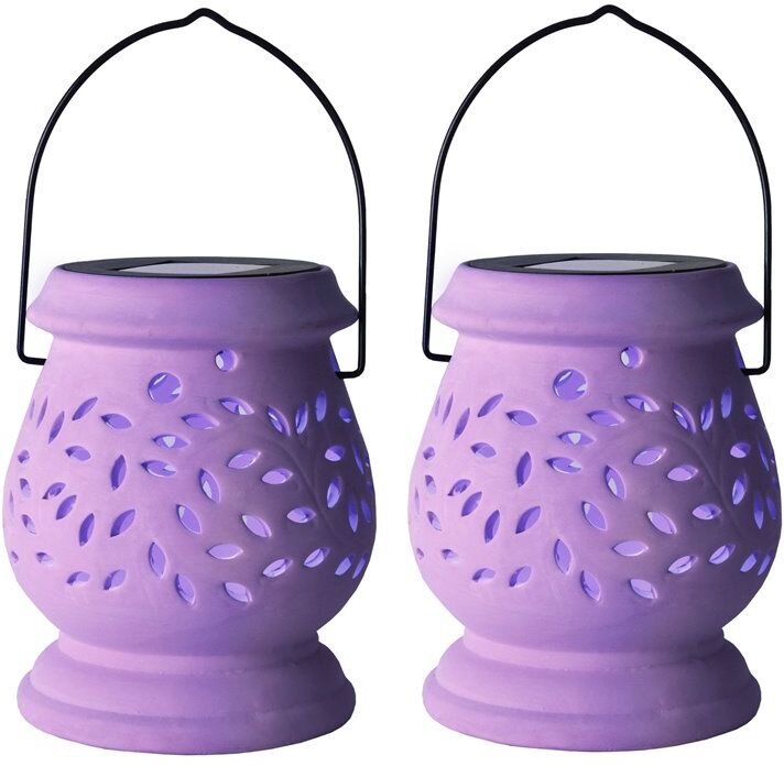 Best Season Lanterne extérieur Best Season CLAY LANTERN-2 Lanternes Solaires d'extérieur LED Violet H14,5cm