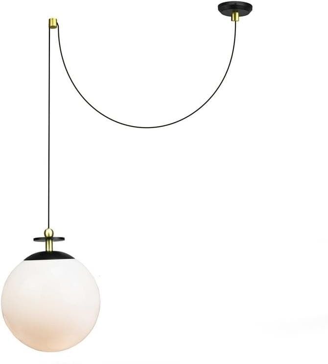 Elements Lighting Suspension Elements Lighting DIANE-Suspension Boule déportée Métal/Verre Dépoli Ø30cm Noir