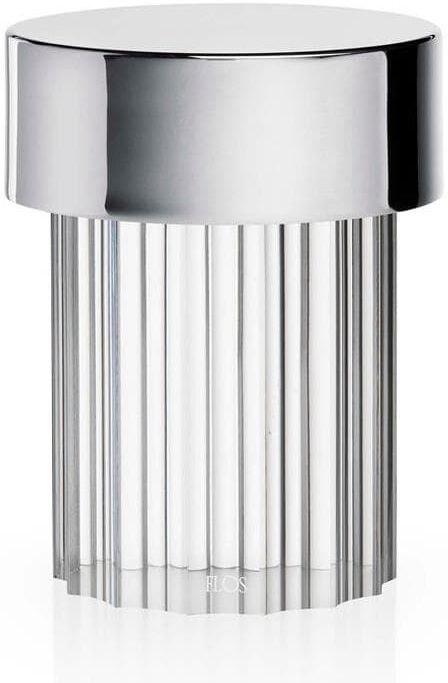 Flos Lampe à poser extérieur Flos LAST ORDER-Lampe à poser d'extérieur LED sans fil en Verre strié avec variateur H14cm Argenté