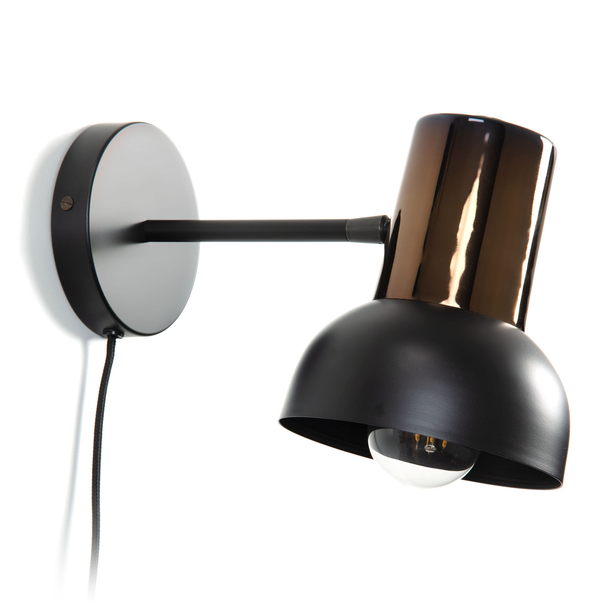 Kave Home Amina wall light in metal with black and copper finish
