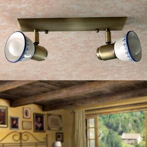 Iris Luce Kila Lampada 2 Spot Orientabili Ceramica Decorata A Mano