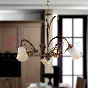 Iris Luce Jenny Lampadario A 3 Luci In Ferro Decorato Stile Rustico Fiorentino