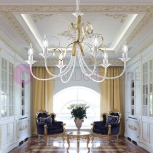 Iris Luce Turandot Lampadario A 6 Luci Bianco Classico Shabby Chic