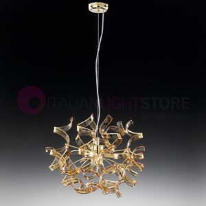 Metal Lux Light snc Astro Sospensione Moderna D40 3 Luci Con Riccioli In Vetro