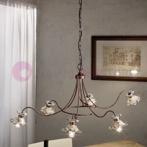 Ferroluce Classic Milano Lampadario A 6 Luci In Ceramica Decorata Stile Rustico