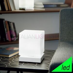 Fabas Luce Brenta Lampada Cubetto Led Moderno In Vetro Soffiato Bianco