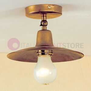 Febo Light Teo Plafoniera A Soffitto Rustica In Ottone Anticato Piatto D.21 Vintage Country