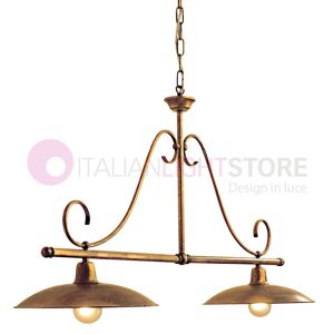 Febo Light Teo Sospensione Bilanciere A 2 Luci  Ottone Anticato Stile Vintage Country