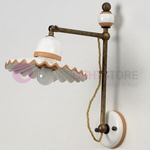 I.M.A.S. Firenze Pisa Lampada Da Parete Applique Rustica Ottone E Ceramica Decorata