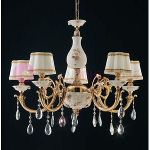 Iris Luce Sorrento Lampadario A 5 Luci Classico In Ottone E Ceramica Capodimonte