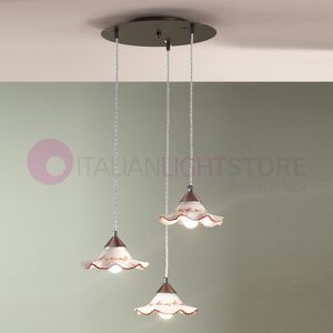 Due P Illuminazione Hope Lampada A Sospensione Rustica A 3 Luci In Ceramica Decorata