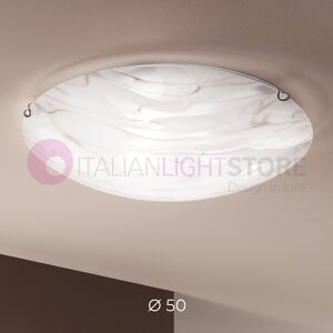 Due P Illuminazione Storm Plafoniera A Soffitto D. 50 In Vetro Decorato Effetto Marmo