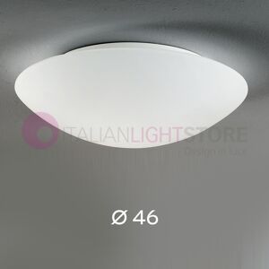 Fabas Luce Pandora Plafoniera Rotonda In Vetro Soffiato Bianco D.46