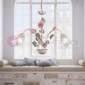 Iris Luce Spring Lampadario In Ferro Decorato A 3 Luci Stile Floreale