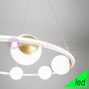 Perenz Srl Ball Lampada A Sospensione Moderna D.78 A Led Con Sferette In Vetro Bianco