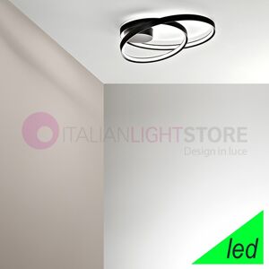 Perenz Srl Ritmo Plafoniera D. 60 Cerchi Luminosi Nero Led Integrato Design Moderno