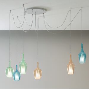 Gea Luce Srl Ofelia Lampadario A 6 Sospensioni In Vetro 7 Colori Abbinabili Design Moderno