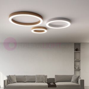 Gea Luce Srl Flor Plafionera Moderna Cerchio Led D.80 Bianco Nero Oro