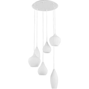 Ideal Lux Soft  Lampadario 6 Sospensioni In Vetro Bianco Design Moderno