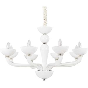 Ideal Lux Casanova  Lampadario 8 Luci In Vetro Bianco Stile Veneziano